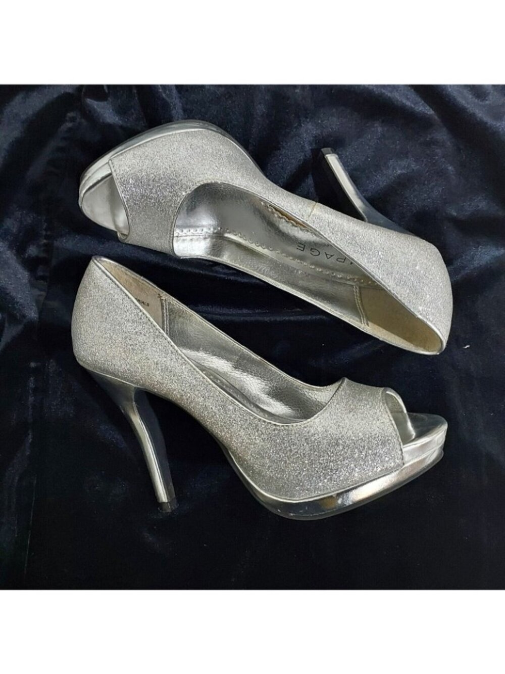 Rampage Gracee Glitter Heels Womens Sz M Silver Platform Slip On Pumps - Picture 10 of 12